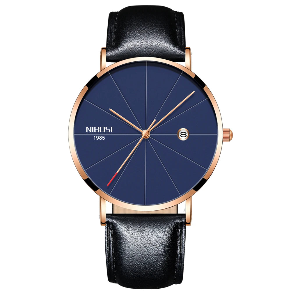 NIBOSI 2321 Blue Stainless Steel Ultra Thin Watches